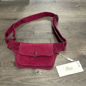 NWT RAJ Suede Leather Fanny Pack Bag Fang Travel Purse